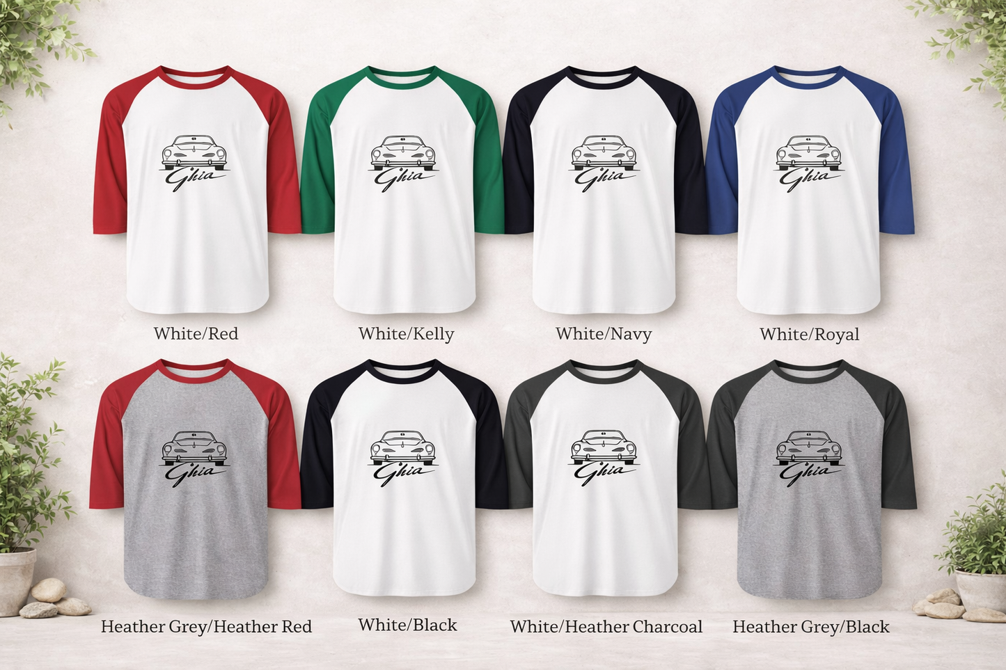 Vintage VW Karmann Ghia Shirt | Classic Car Raglan Tee | Retro Volkswagen Ghia Graphic Tee | Car Lover Gift | 3/4 Sleeve Baseball Tee