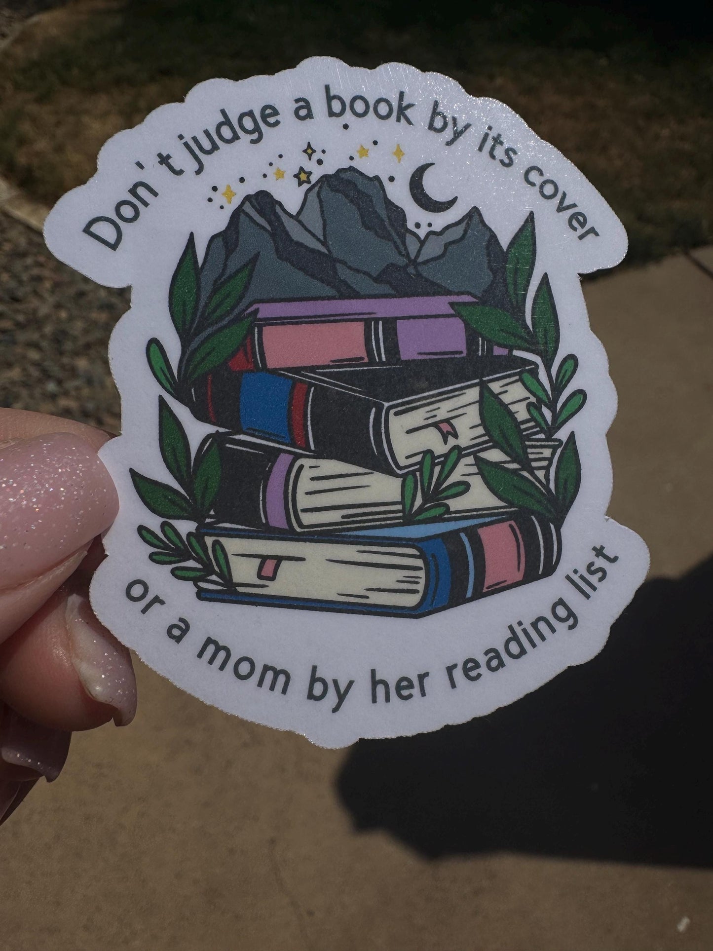 Mom Reading List Sticker – Funny Book Lover Decal for Laptop, Tumbler, Water Bottle • Water-Resistant Vinyl Sticker • Gift for Moms