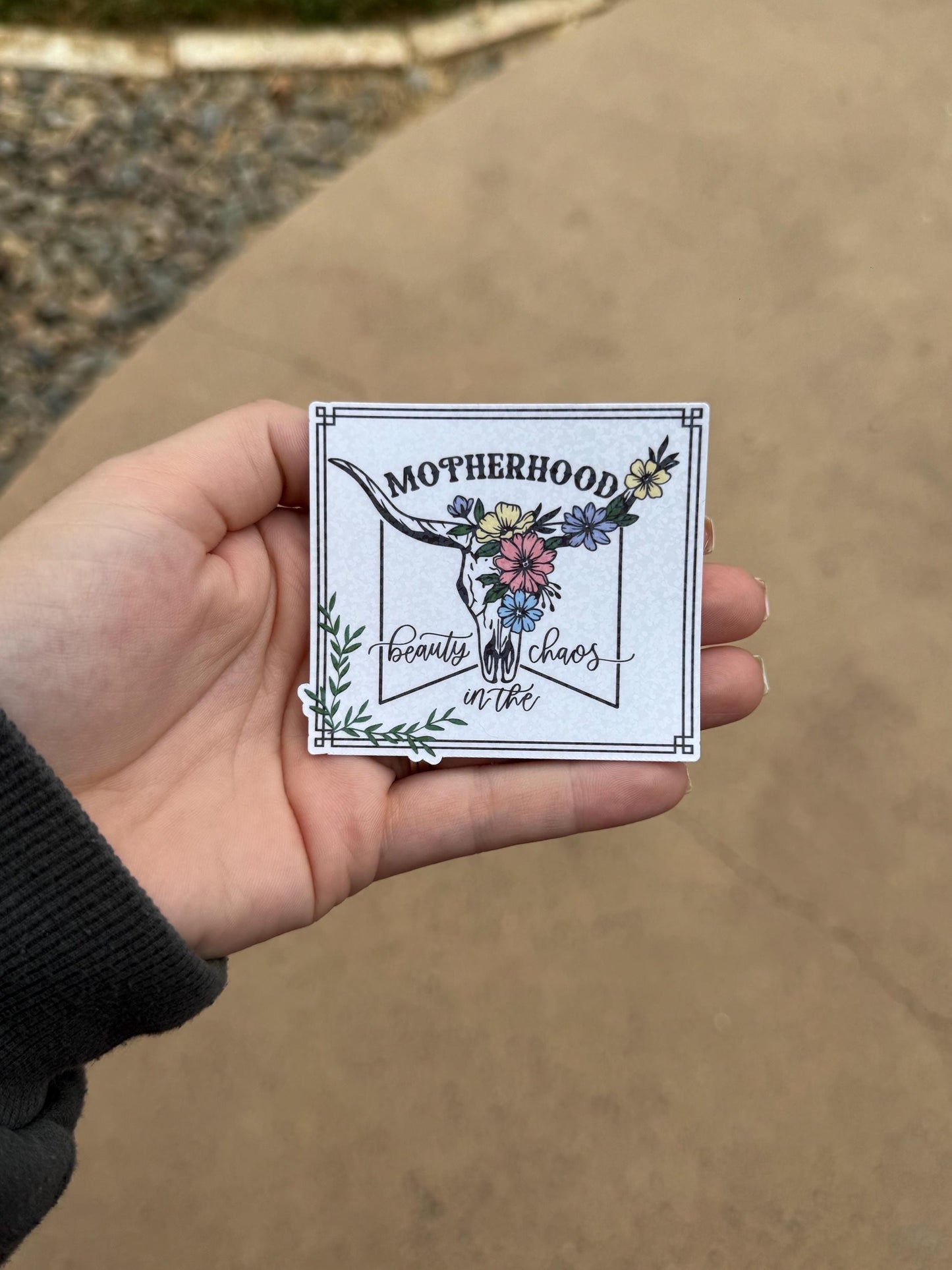 Motherhood Sticker – Funny Decal for Laptop, Tumbler, Water Bottle • Water-Resistant Vinyl Sticker • Gift for Moms