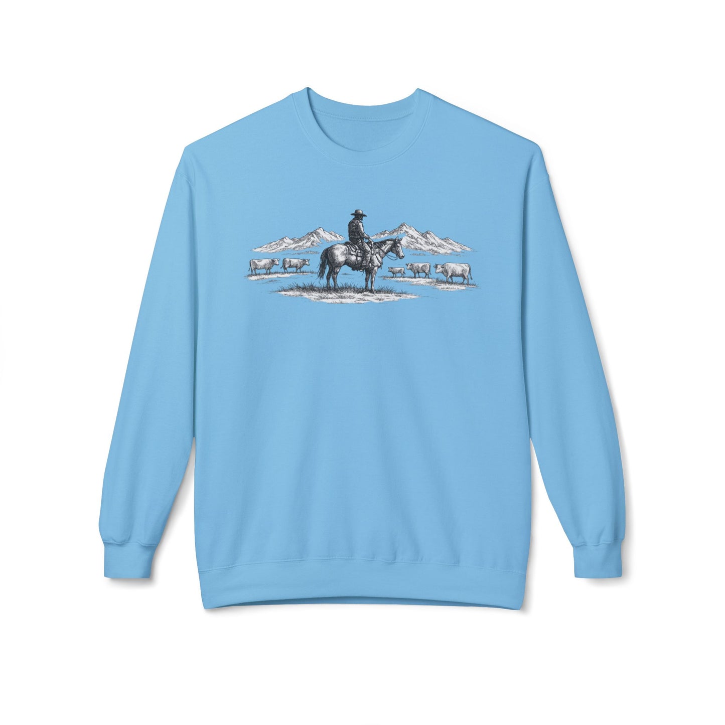 Western Cowboy Sweatshirt – Rustic Ranch Graphic Crewneck, Unisex Country Pullover
