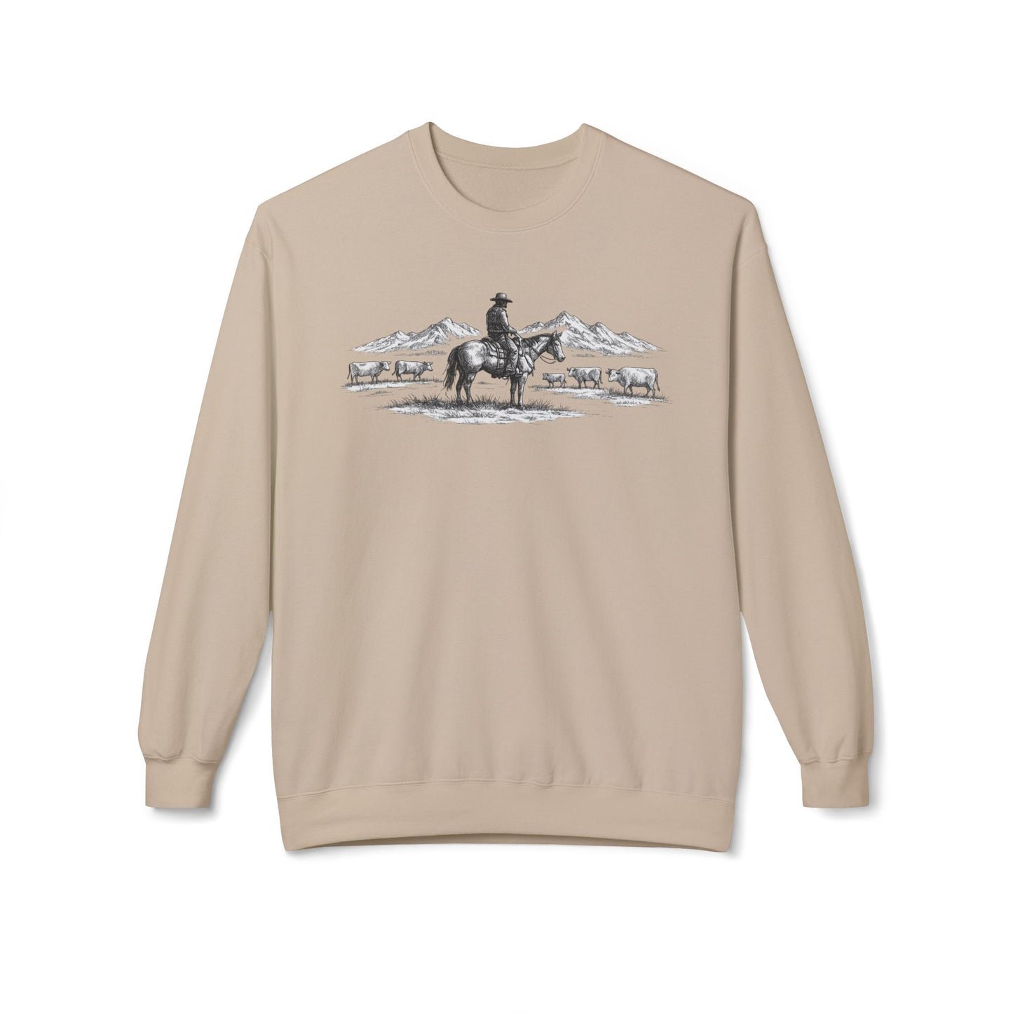 Western Cowboy Sweatshirt – Rustic Ranch Graphic Crewneck, Unisex Country Pullover
