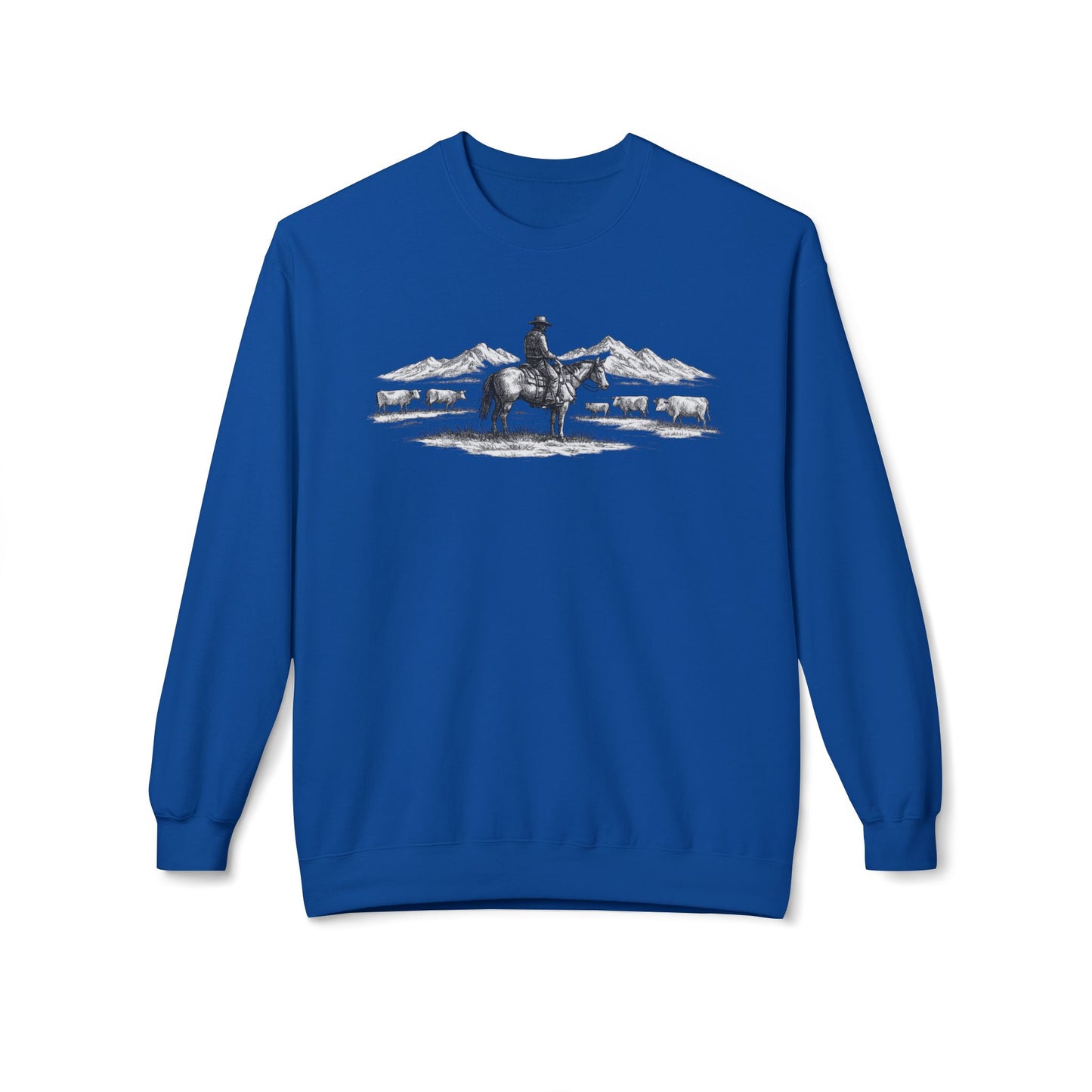 Western Cowboy Sweatshirt – Rustic Ranch Graphic Crewneck, Unisex Country Pullover