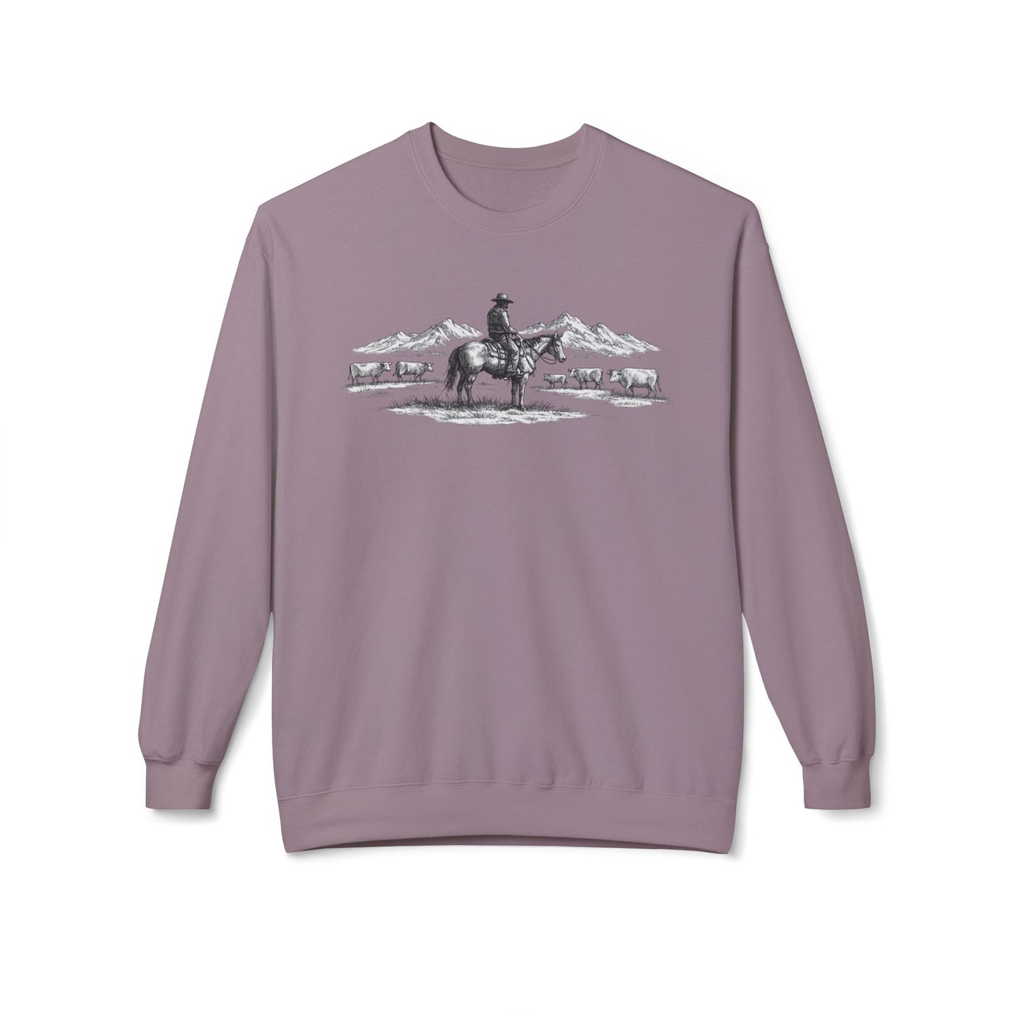 Western Cowboy Sweatshirt – Rustic Ranch Graphic Crewneck, Unisex Country Pullover