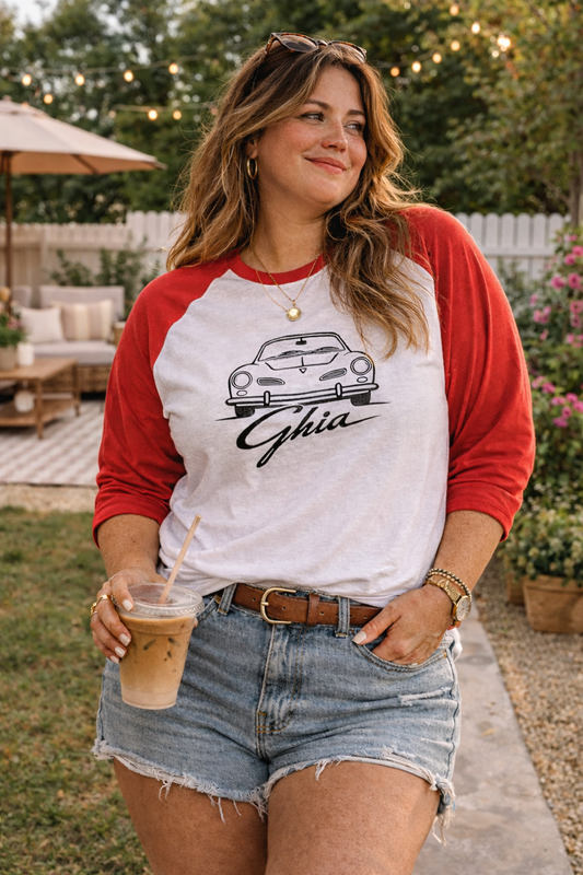 Vintage VW Karmann Ghia Shirt | Classic Car Raglan Tee | Retro Volkswagen Ghia Graphic Tee | Car Lover Gift | 3/4 Sleeve Baseball Tee