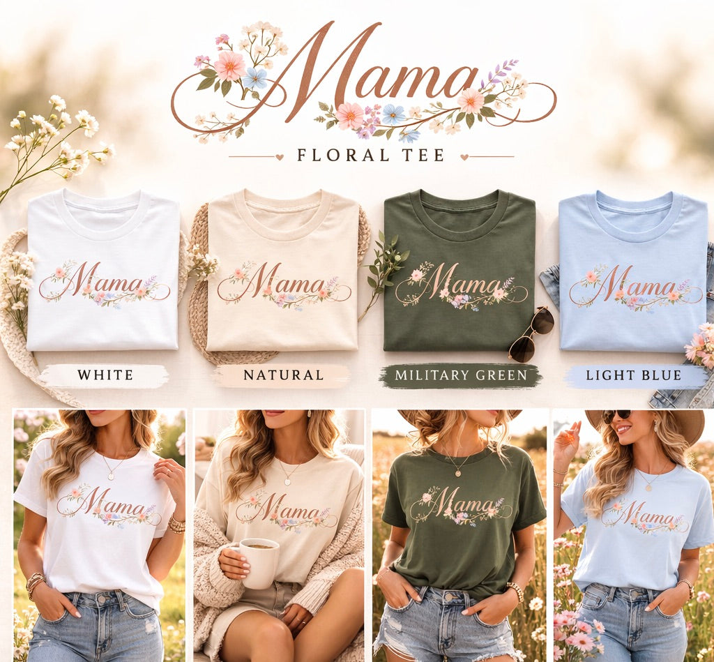 Mama Floral Shirt, Dainty Mama Tee, Soft Boho Mom Shirt, Wildflower Mama Shirt, Minimalist Mom Gift, Mothers Day Shirt, Trendy Mama Tee