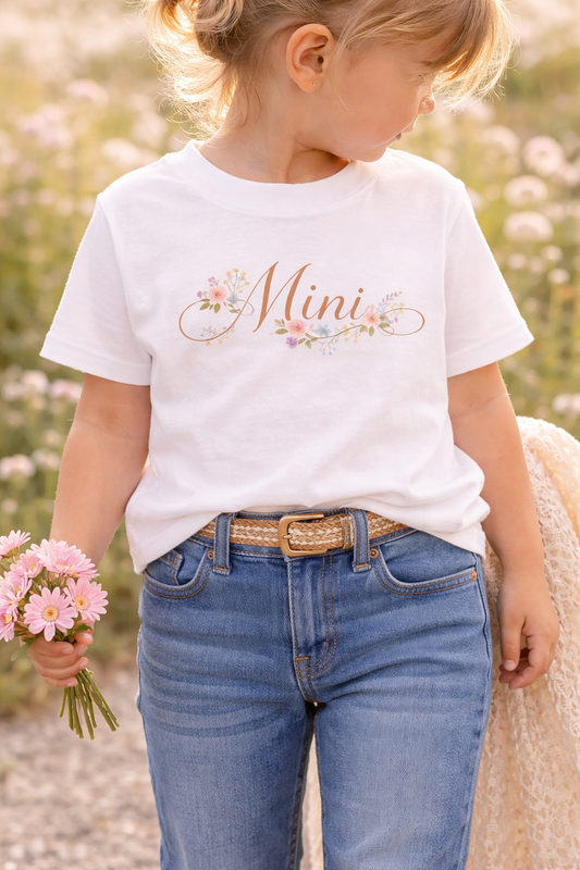 Mini Floral Shirt, Dainty Mini Tee, Matching Mama Mini Shirt, Toddler Girl Floral Tee, Wildflower Mini Shirt, Spring Toddler Top