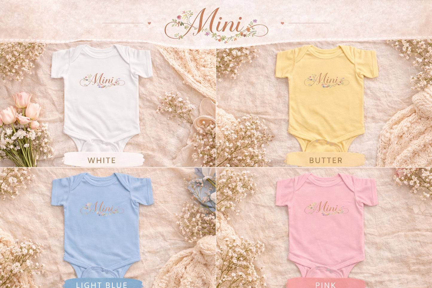 Matching Mama and Mini Set, Mama Shirt and Baby Onesie, Floral Mama Tee, Mini Baby Bodysuit, Mommy and Me Outfit, Mother Daughter Set