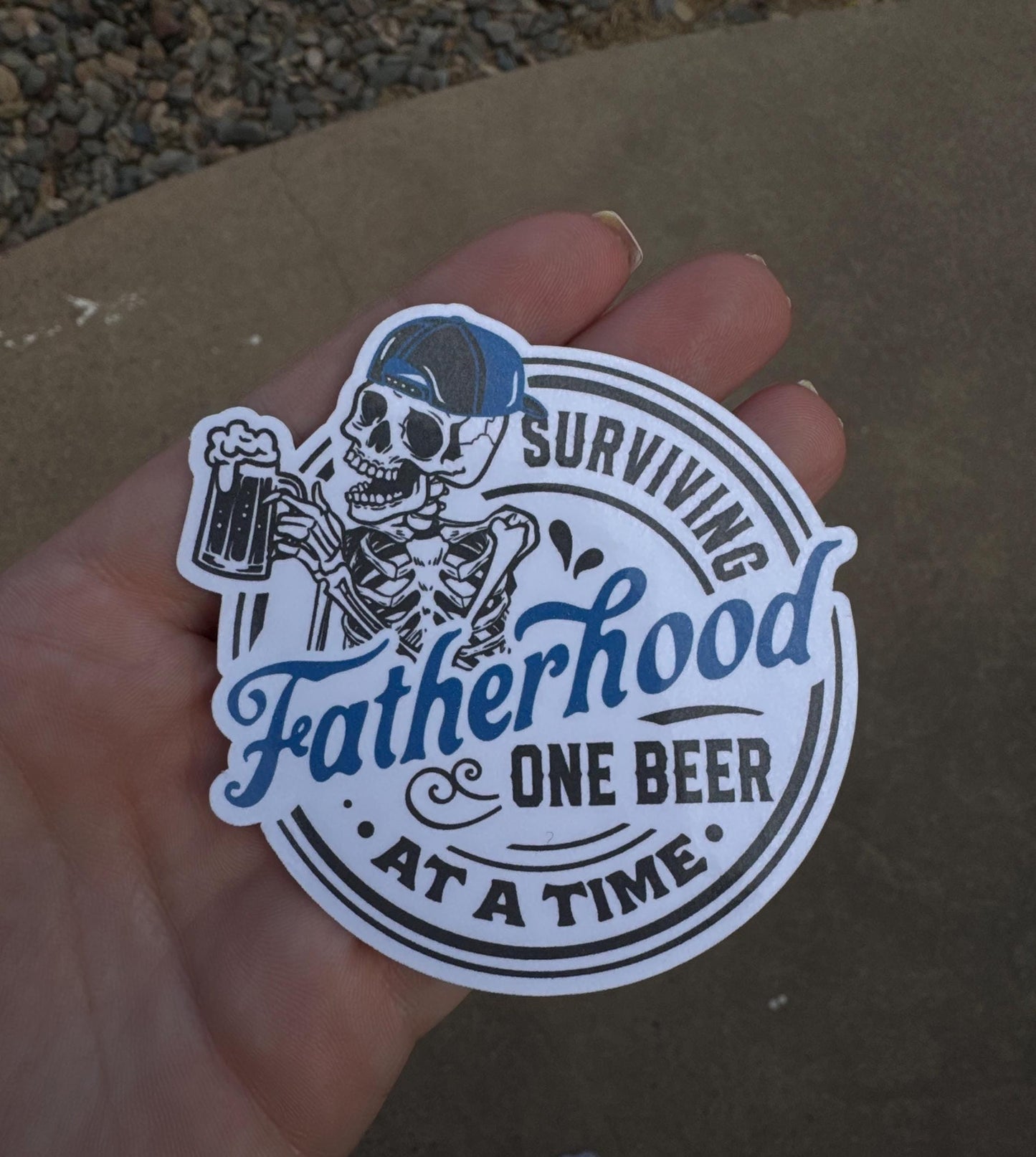 Surviving Fatherhood sticker: Water-resistant, water bottle sticker laptop decal