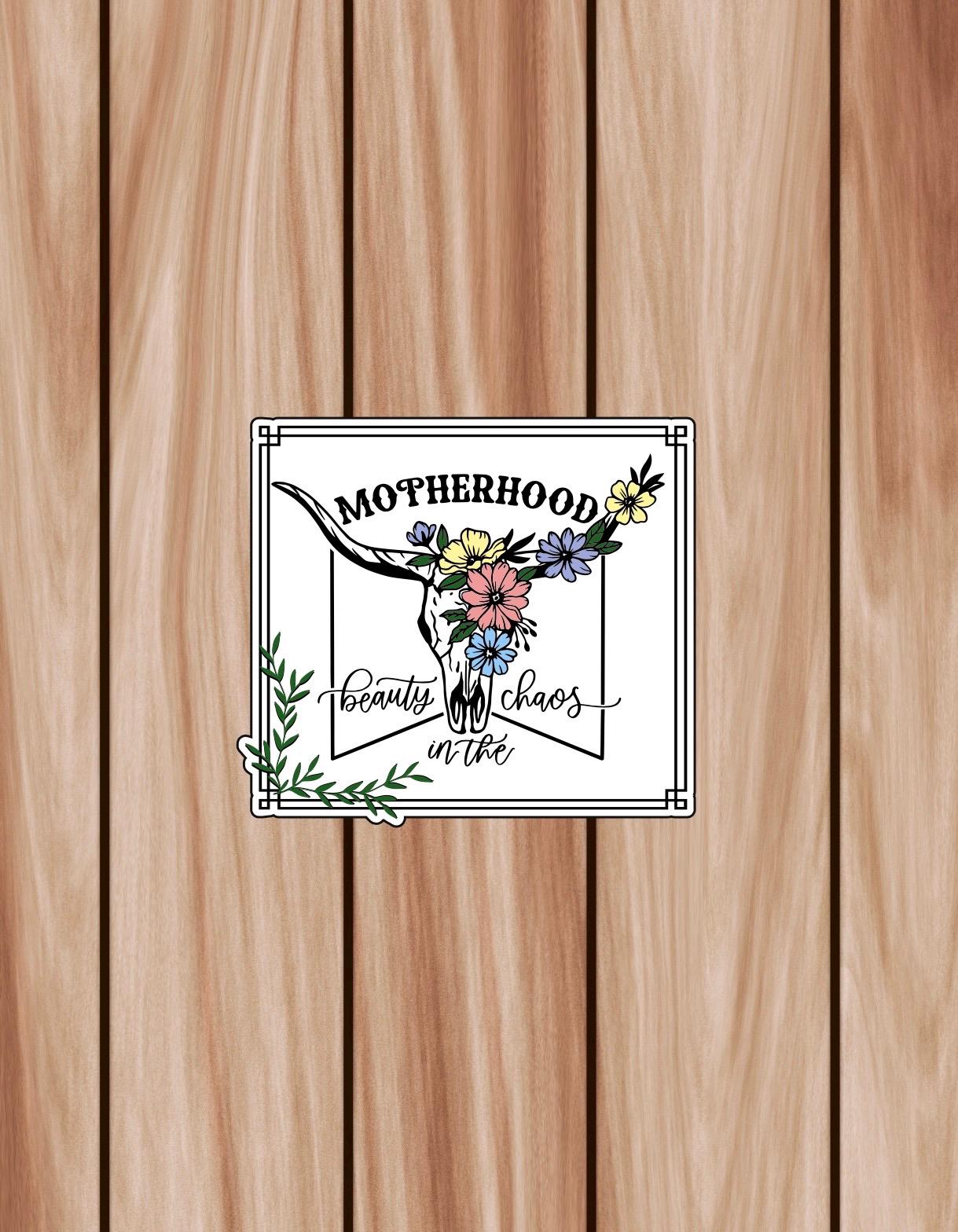 Motherhood Sticker – Funny Decal for Laptop, Tumbler, Water Bottle • Water-Resistant Vinyl Sticker • Gift for Moms