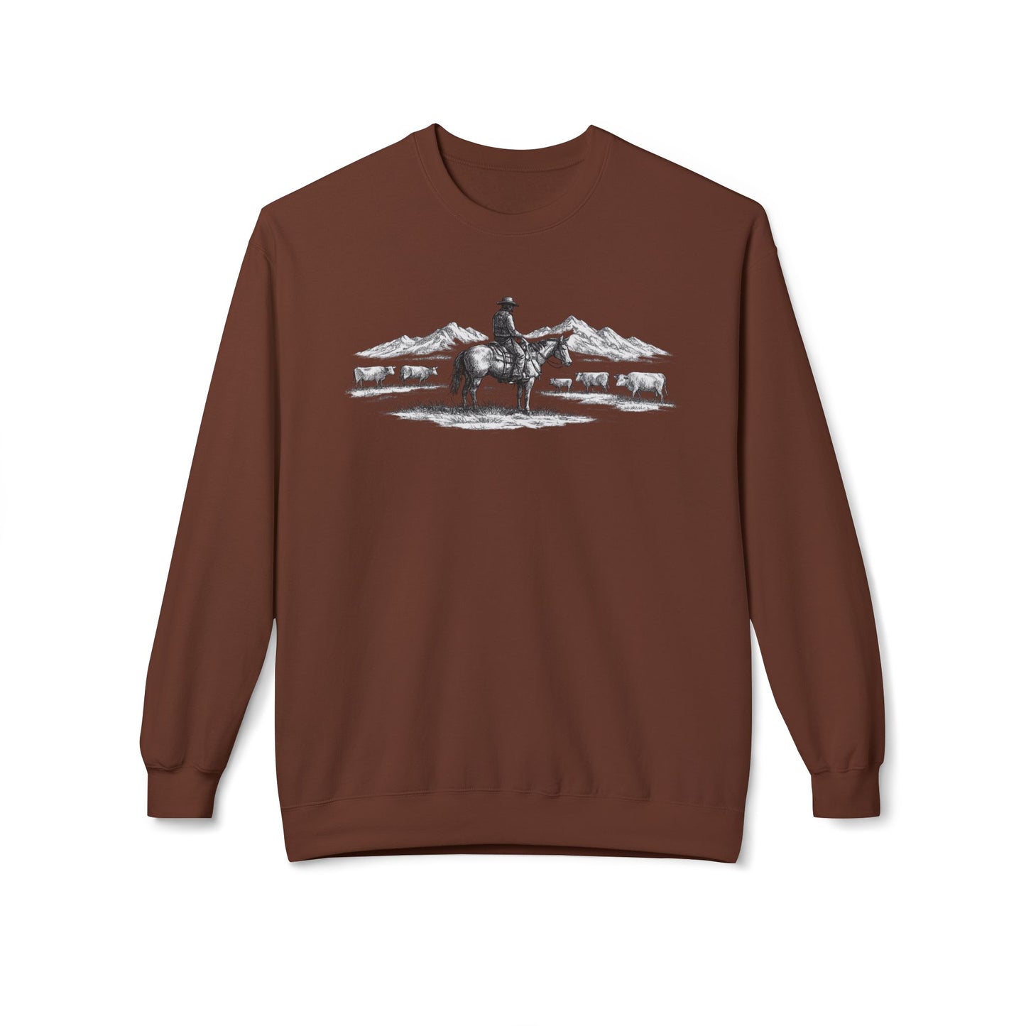 Western Cowboy Sweatshirt – Rustic Ranch Graphic Crewneck, Unisex Country Pullover