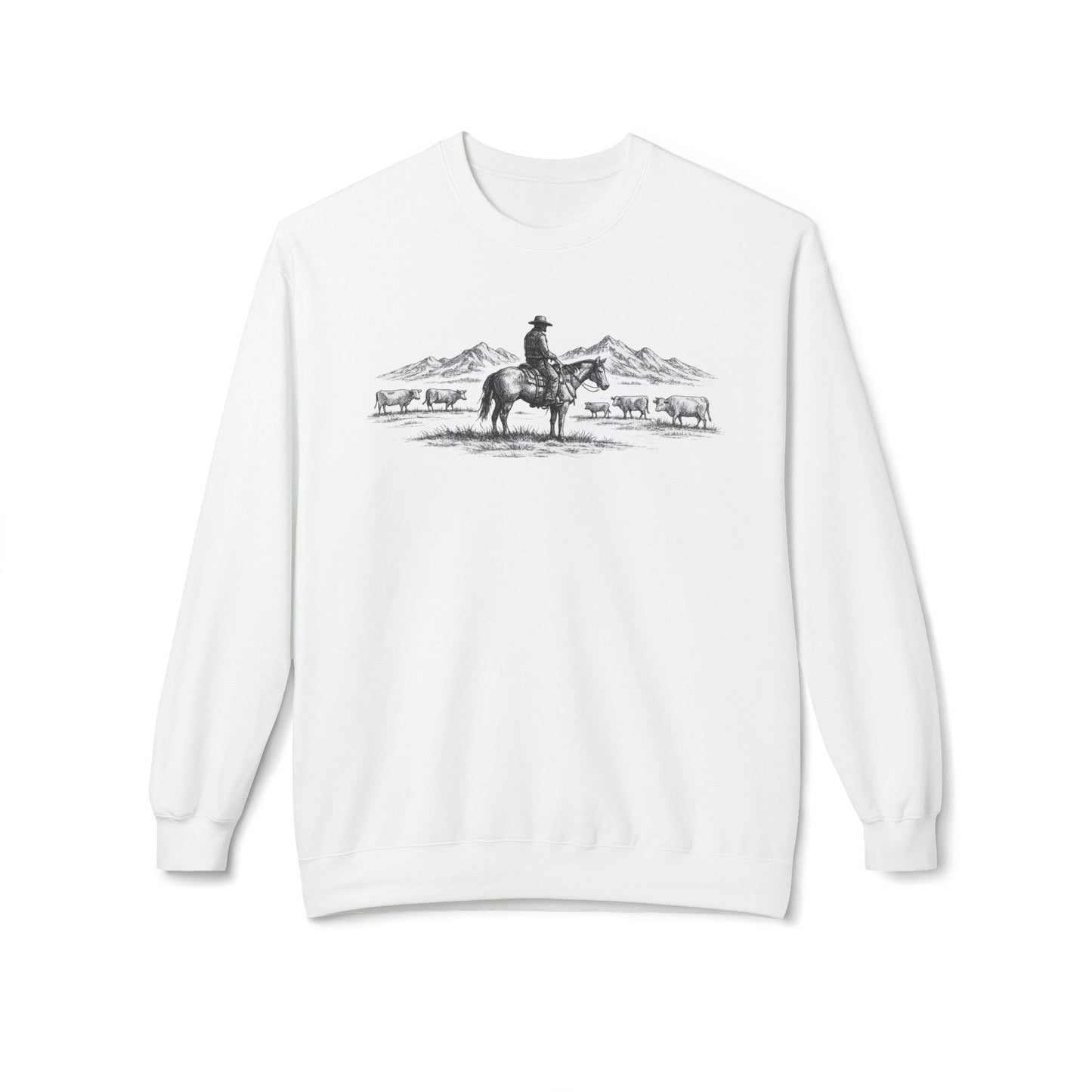Western Cowboy Sweatshirt – Rustic Ranch Graphic Crewneck, Unisex Country Pullover