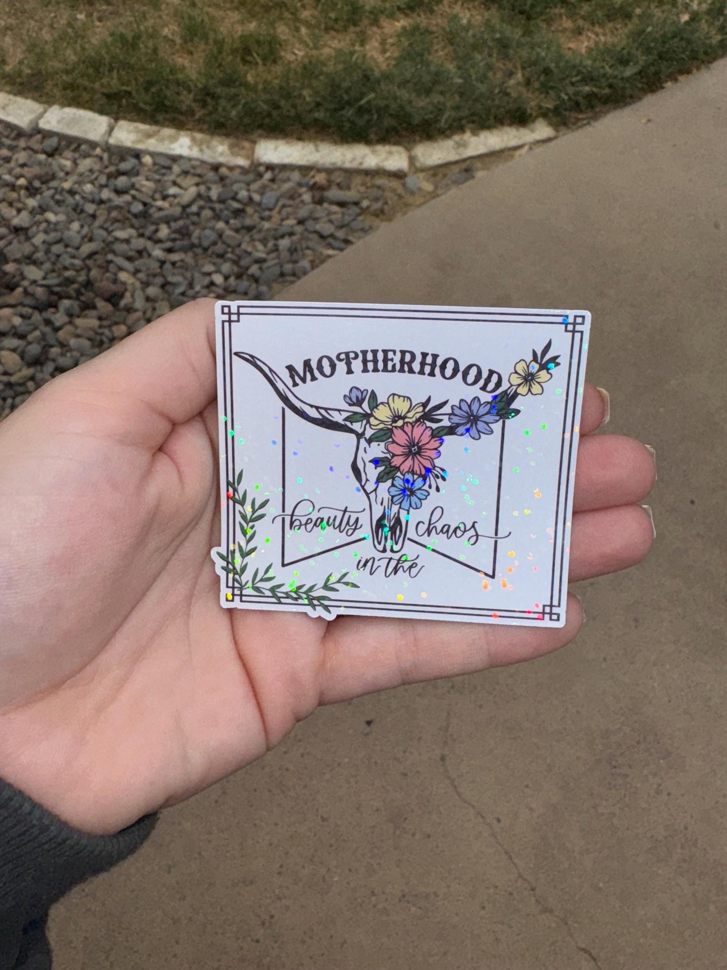 Motherhood Sticker – Funny Decal for Laptop, Tumbler, Water Bottle • Water-Resistant Vinyl Sticker • Gift for Moms