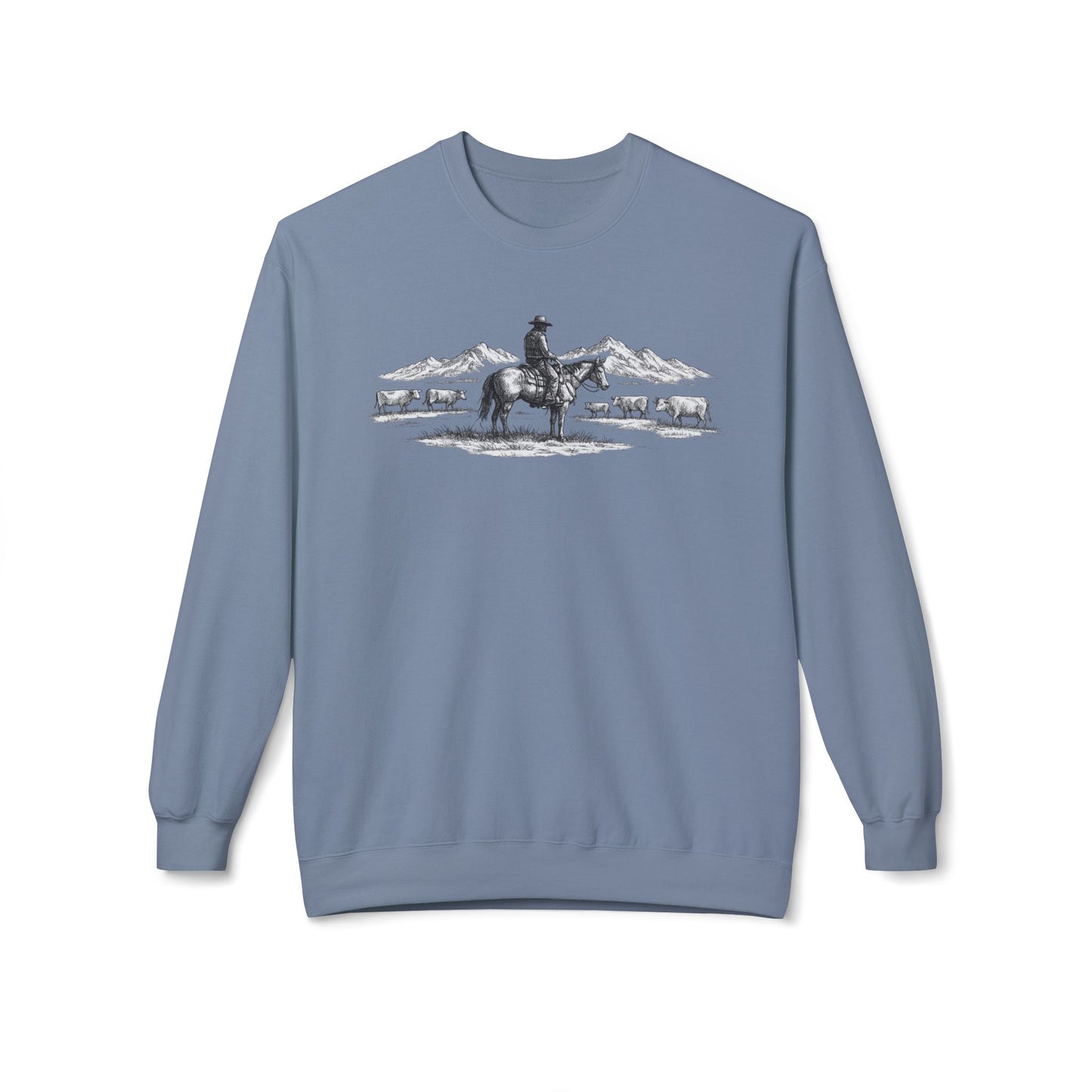 Western Cowboy Sweatshirt – Rustic Ranch Graphic Crewneck, Unisex Country Pullover
