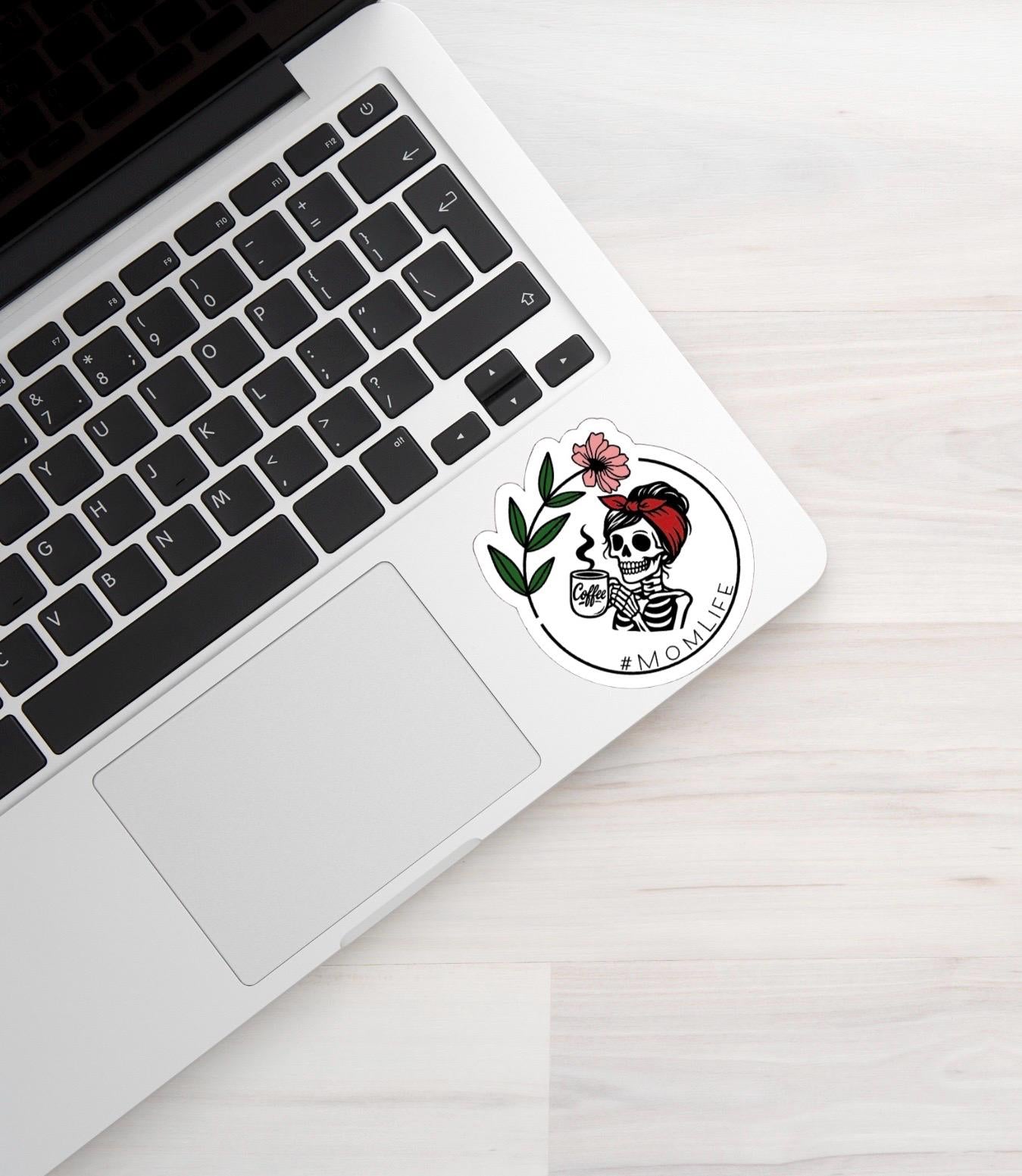 Mom Life Sticker – Funny Skeleton Decal for Laptop, Tumbler, Water Bottle • Water-Resistant Vinyl Sticker • Gift for Moms