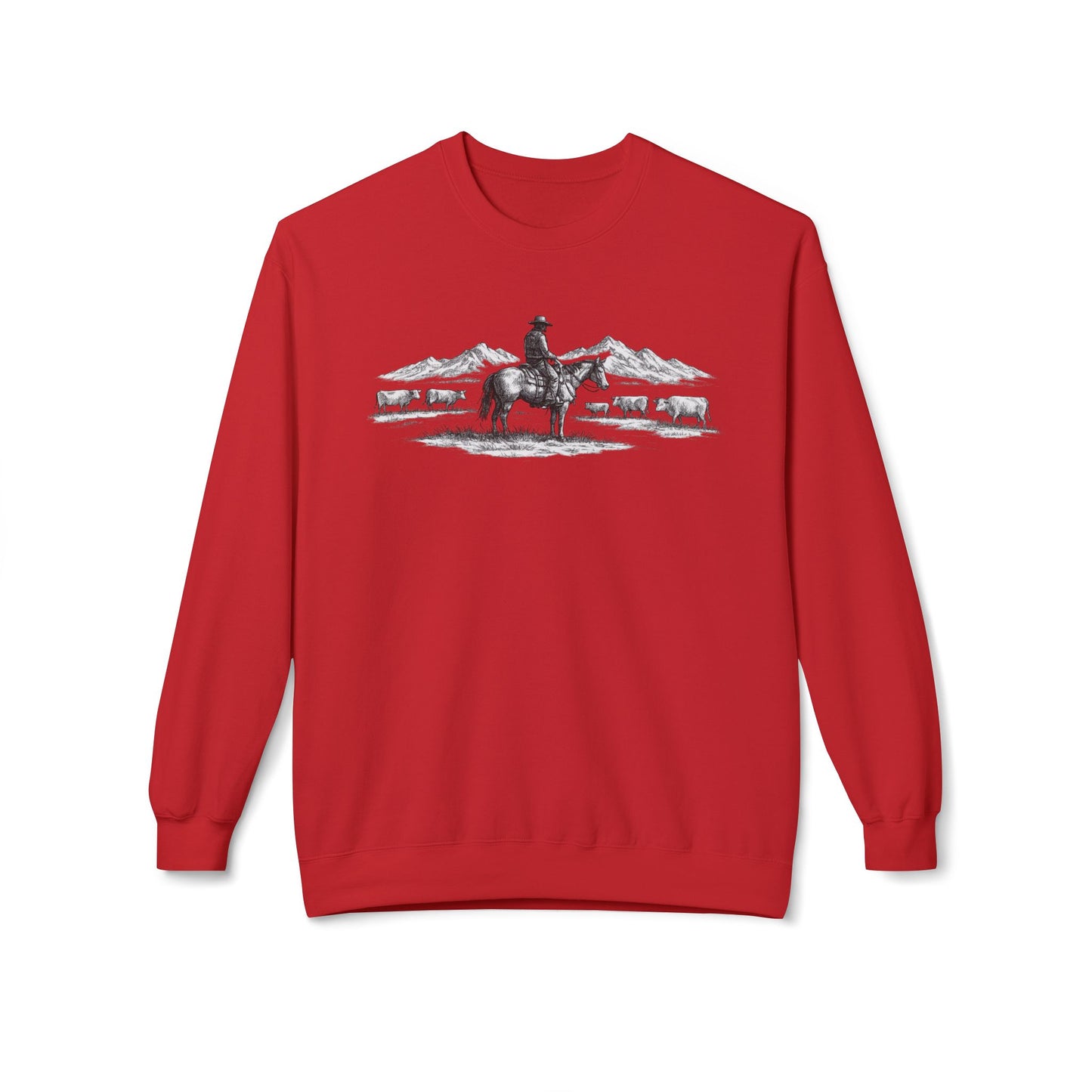 Western Cowboy Sweatshirt – Rustic Ranch Graphic Crewneck, Unisex Country Pullover